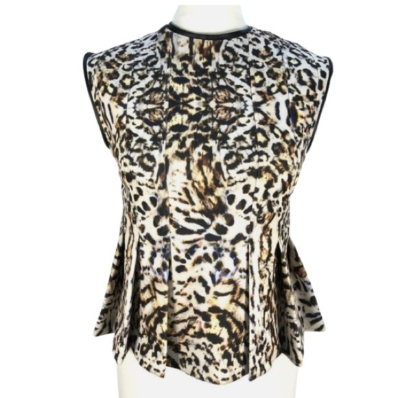 ZARA LEOPARD PRINT SLEEVELESS PEPLUM TOP SIZE Large - Picture 1 of 4